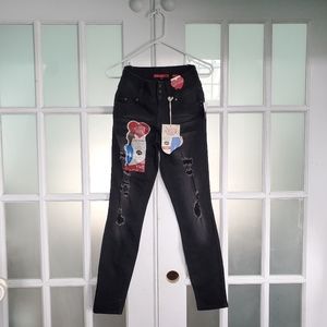 YMI WannaBettaButt black ripped mid jeans